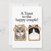 幸せなカップルの猫のおもしろい婚約結婚に乾杯 招待状 (正面)