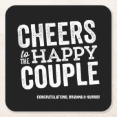 幸せなカップルの黒いリハーサルの夕食への応援 スクエアペーパーコースター (正面)