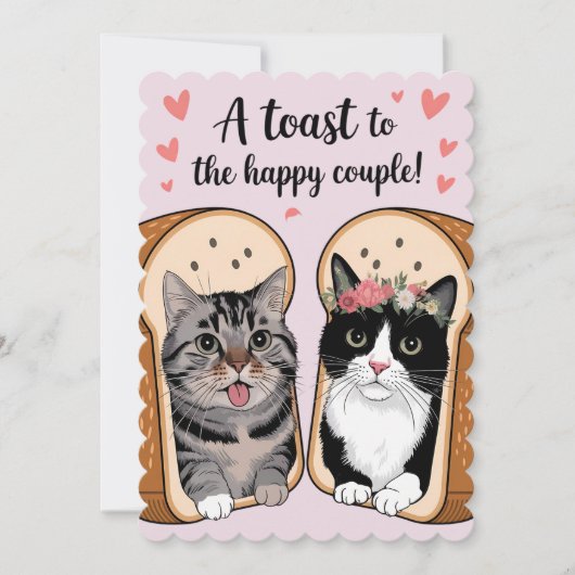 幸せなカップルへの乾杯 面白い猫の結婚式 シーズンカード (正面)