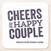 幸せなカップルへの結婚応援 スクエアペーパーコースター (正面)