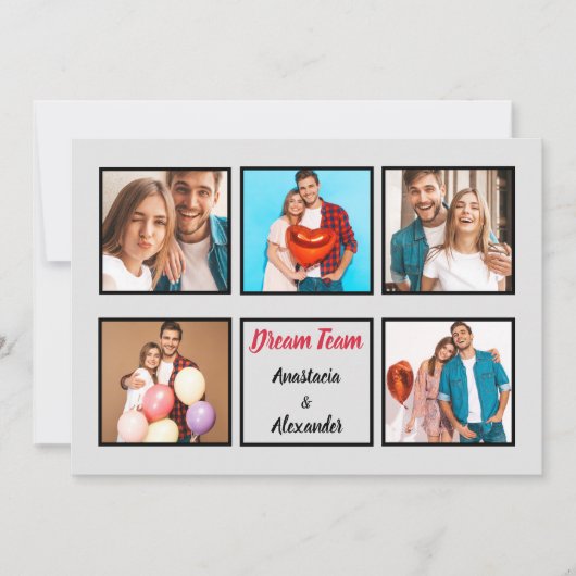 幸せなカップルモダンバパーソナライズされたレンタネコラージュ シーズンカード (正面)