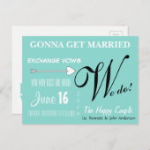 幸せなカップル　私たちは　結婚式の日を覚えておく ポストカードを出します 案内ポストカード (正面/裏面)