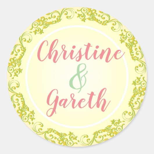 幸せなカップル。A上の2つの名前 ラウンドシール (正面)