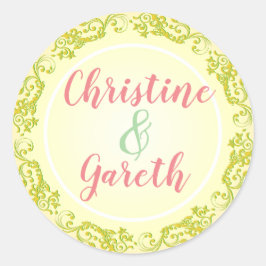 幸せなカップル。A上の2つの名前 ラウンドシール