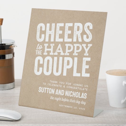 幸せなカップルkraftリハーサルのディナーへの応援 台座サイン (インサイチュ)