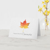 幸せなカナダ日の水彩画のカエデの葉 カード (黄色い花)