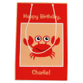 幸せなカニのカスタムな文字のギフトバッグ ミディアムペーパーバッグ (裏面)