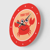 幸せなカニのカスタムな柱時計 ラージ壁時計 (傾斜)