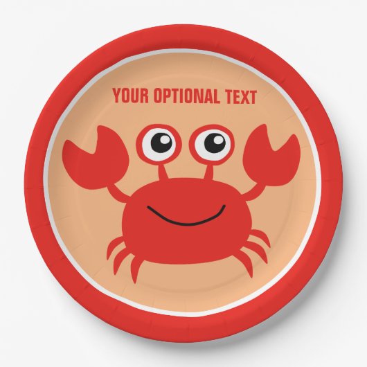 幸せなカニのカスタムな紙皿 ペーパープレート (正面)