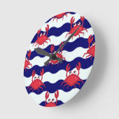 幸せなカニパターン ラウンド壁時計 (傾斜)