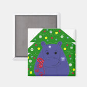 幸せなカバのクリスマスデザイン マグネット (正面/裏面)