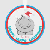 幸せなカバのクリスマス: 愛らしい休日の記念品 オーナメント (裏面)