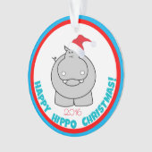 幸せなカバのクリスマス: 愛らしい休日の記念品 オーナメント (正面)