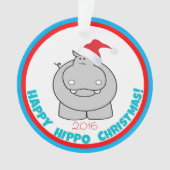 幸せなカバのクリスマス: 愛らしい休日の記念品 オーナメント (正面)