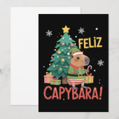 幸せなカピバラのエルフ クリスマスツリー  招待状 (正面/裏面)