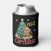 幸せなカピバラのエルフ クリスマスツリー  缶クーラー (缶正面)