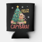 幸せなカピバラのエルフ クリスマスツリー  缶クーラー (正面)