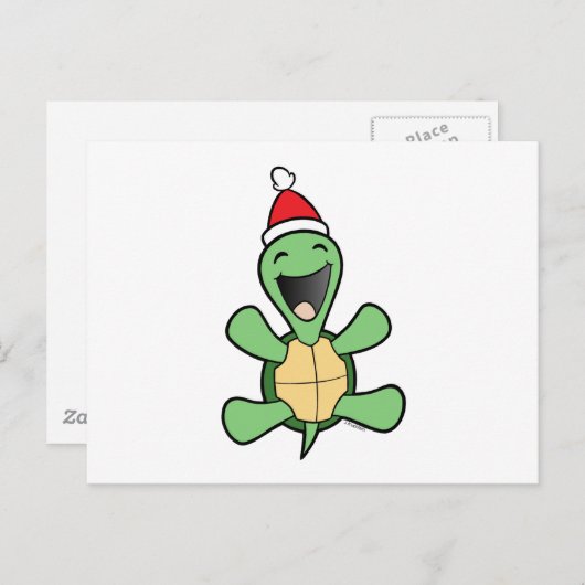 幸せなカメのクリスマス シーズンポストカード (正面/裏面)