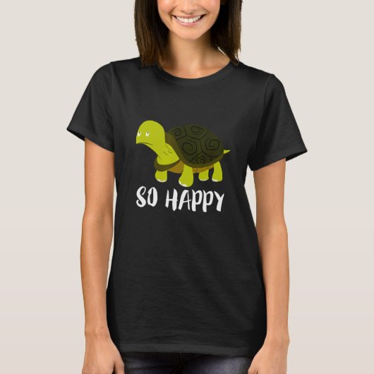 幸せなカメ 動物 面白い Tシャツ (正面)