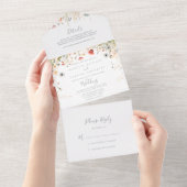 幸せなカラフルボヘミアン野の花の結婚式 オールインワン招待状 (貼ってはがせる)
