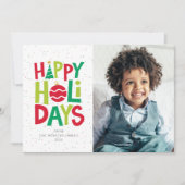 幸せなカラフル2枚の写真おもしろい シーズンカード (正面)