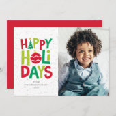 幸せなカラフル2枚の写真おもしろい シーズンカード (正面/裏面)