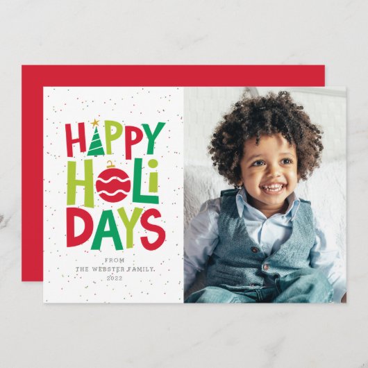 幸せなカラフル2枚の写真おもしろい シーズンカード (正面/裏面)