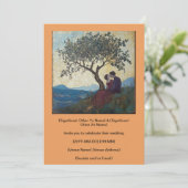 幸せなキスをする愛するカップルのご招待 招待状 (スタンド正面)