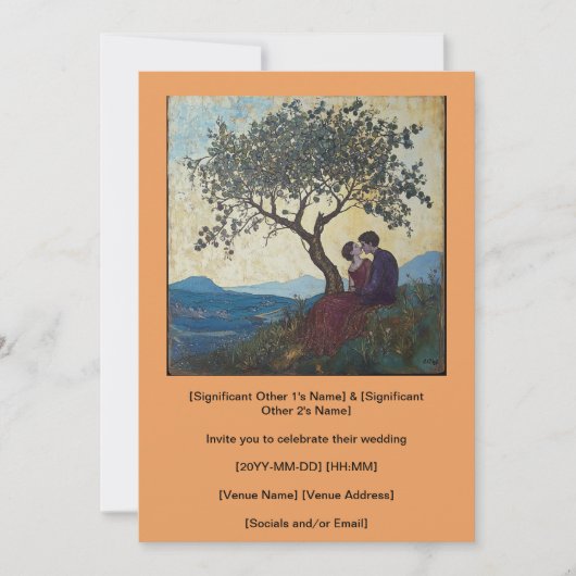 幸せなキスをする愛に満ちたカップルのご招待 招待状 (正面)