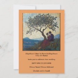 幸せなキスをする愛に満ちたカップルのご招待 招待状