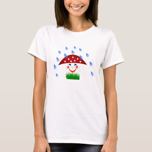 幸せなキノコと夏の雨 Tシャツ (正面)