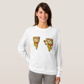 幸せなキノコのピザスライス Tシャツ (正面フル)