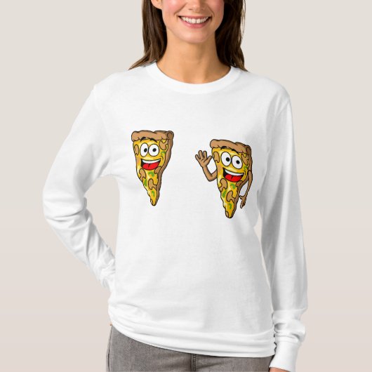幸せなキノコのピザスライス Tシャツ (正面)