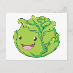 幸せなキャベツ野菜の笑顔 ポストカード
