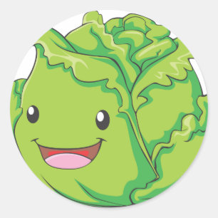 幸せなキャベツ野菜微笑 ラウンドシール
