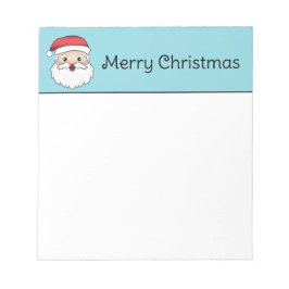 幸せなキャラクターのサンタクロースの顔 青とテキスト ノートパッド