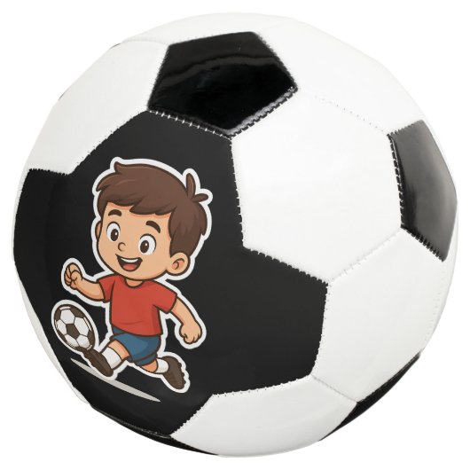 幸せなキャラクターの少年サッカー選手 サッカーボール (3/4)