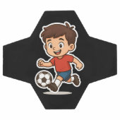 幸せなキャラクターの少年サッカー選手 サッカーボール (フラット)