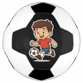 幸せなキャラクターの少年サッカー選手 サッカーボール (正面)
