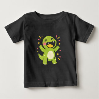 幸せなキャラクターダイナソー ベビーTシャツ