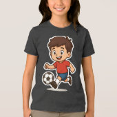 幸せなキャラクター少年サッカー トライブレンドＴシャツ (正面)