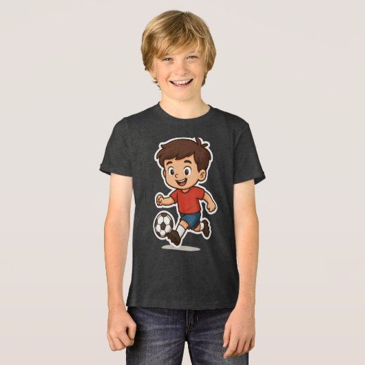 幸せなキャラクター少年サッカー トライブレンドＴシャツ (正面全面)