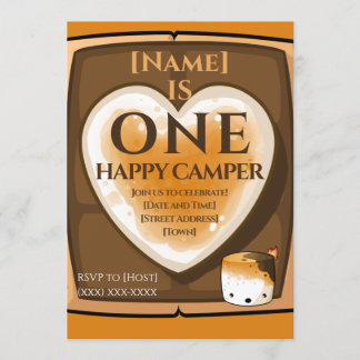 幸せなキャンパー1人 招待状