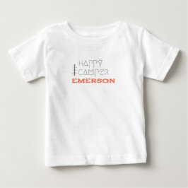 幸せなキャンパー。名前をカスタムするベビーTシャツ ベビーTシャツ