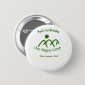 幸せなキャンプの緑の山の太陽 1歳の誕生日 缶バッジ (正面&裏面)