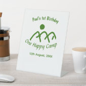 幸せなキャンプ グリーン マウンテン サン 1歳の誕生日 台座サイン (インサイチュ)