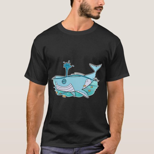 幸せなクジラの泳ぎ Tシャツ (正面)