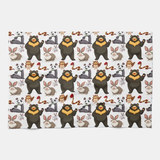 幸せなクマと友人 キッチンタオル (横)