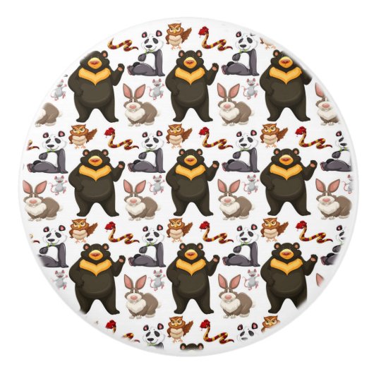 幸せなクマと友人 セラミックノブ (正面)