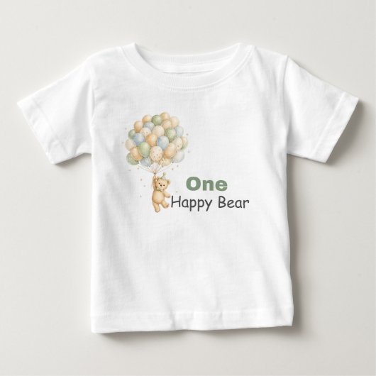幸せなクマの赤ちゃんTシャツ ベビーTシャツ (正面)